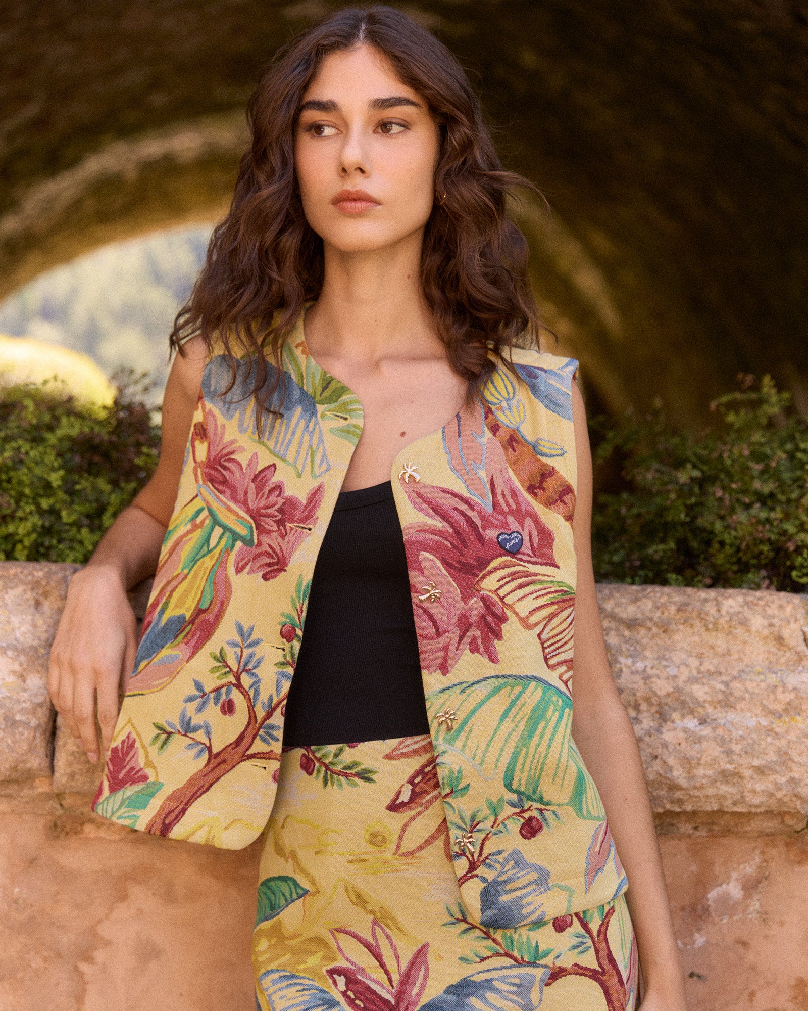 Palm Tree "Jacquard" valhubert sleeveless jacket - Image 3